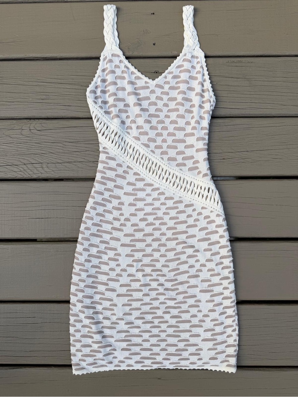 Adam Jones Paris White Crochet Bodycon Dress